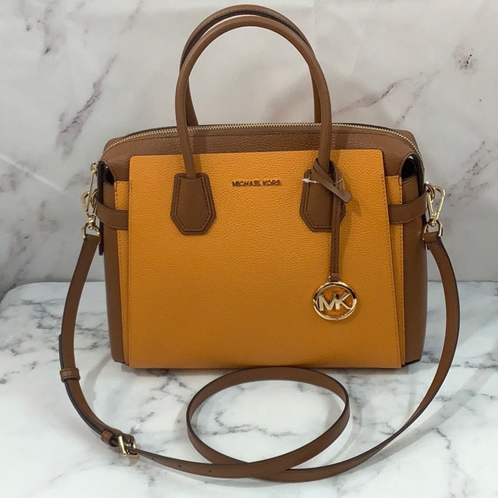 NWT Michael Kors Mercer MD TZ Belted Satchel & Wallet Set (Honeycomb Multi)